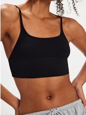 NWOT Free People Intimately Andi Seamless Bralette-  Black Ribbed square neck